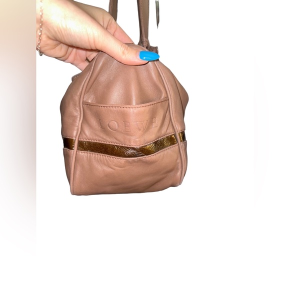 LOEWE RARE TAN LAMBSKIN LEATHER ANAGRAM BOSTON BAG WITH LUGGAGE TAG - Picture 9 of 16